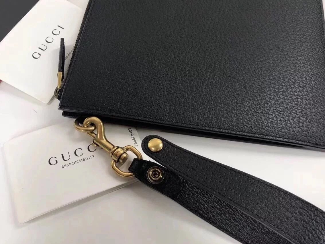 GUCCI古奇古驰手包男士手拿包手抓包信封包475317真皮复古休闲双G拉链手包包 7