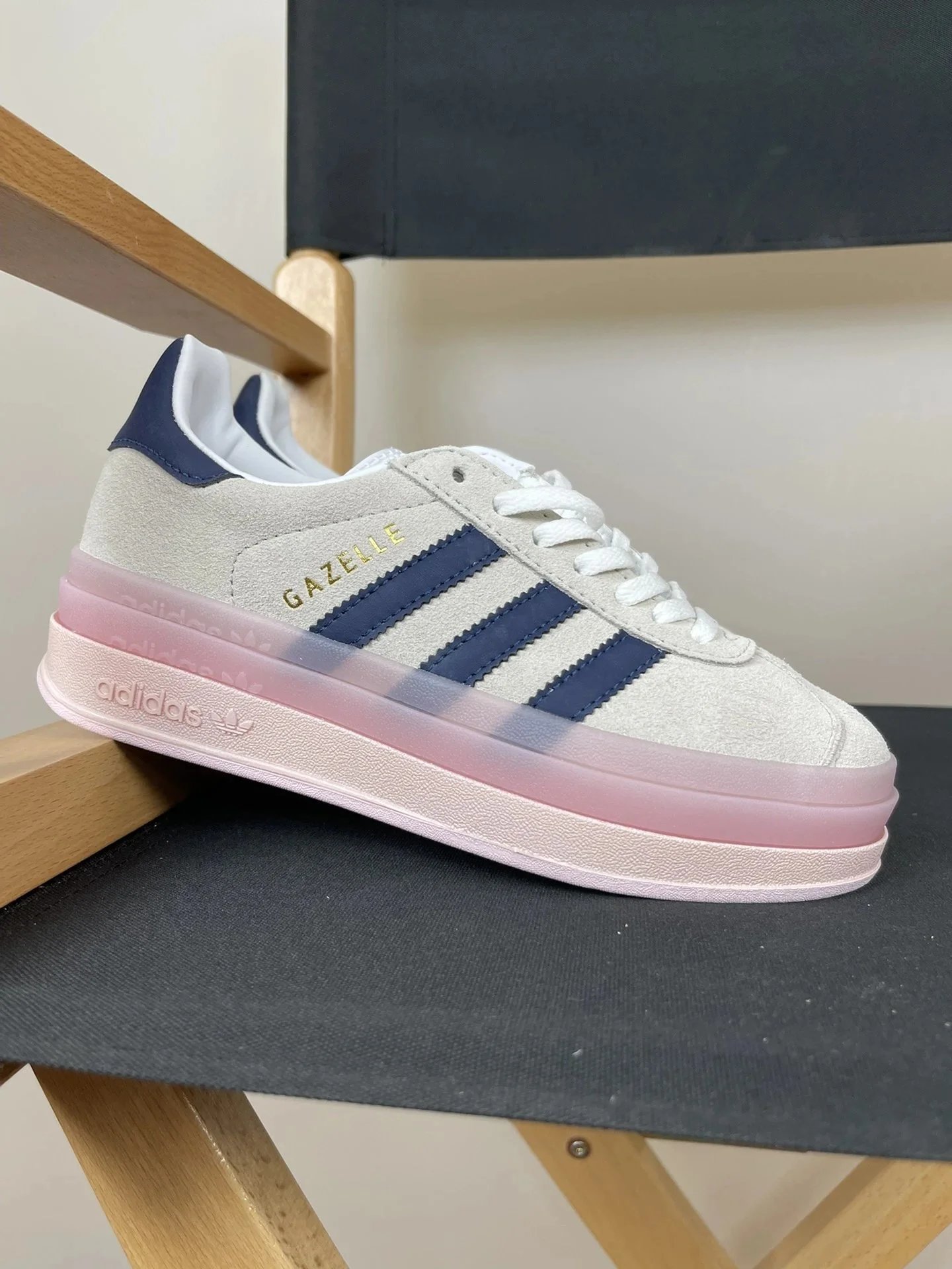 adidas Gazelle Bold Grey Collegiate Navy Pink ID7056