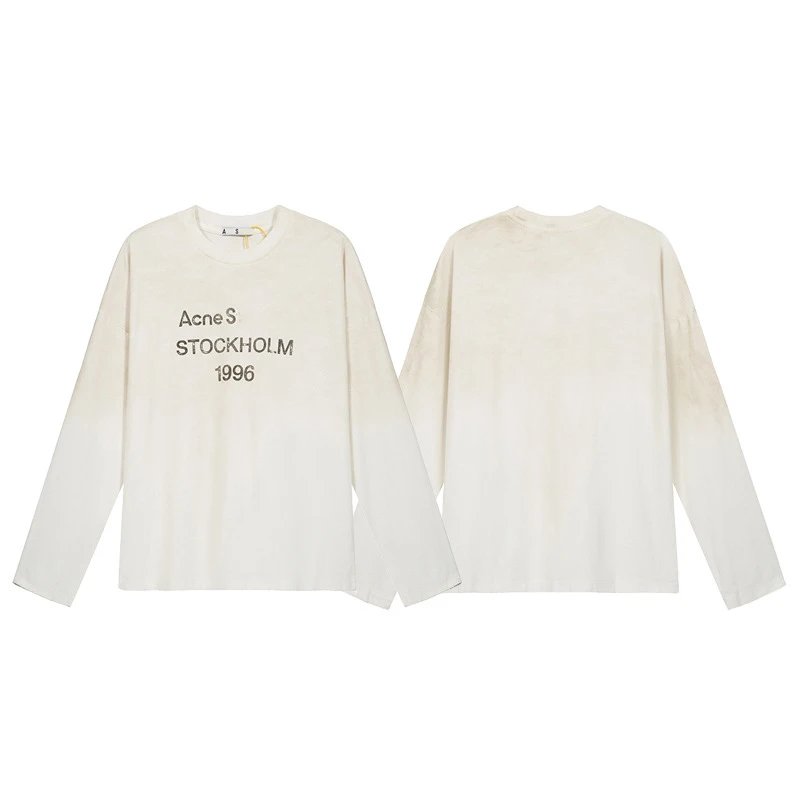 Tide 1996 washed and worn do old letters printed high street long-sleeved loose men and women couple cross-border T-shirt
