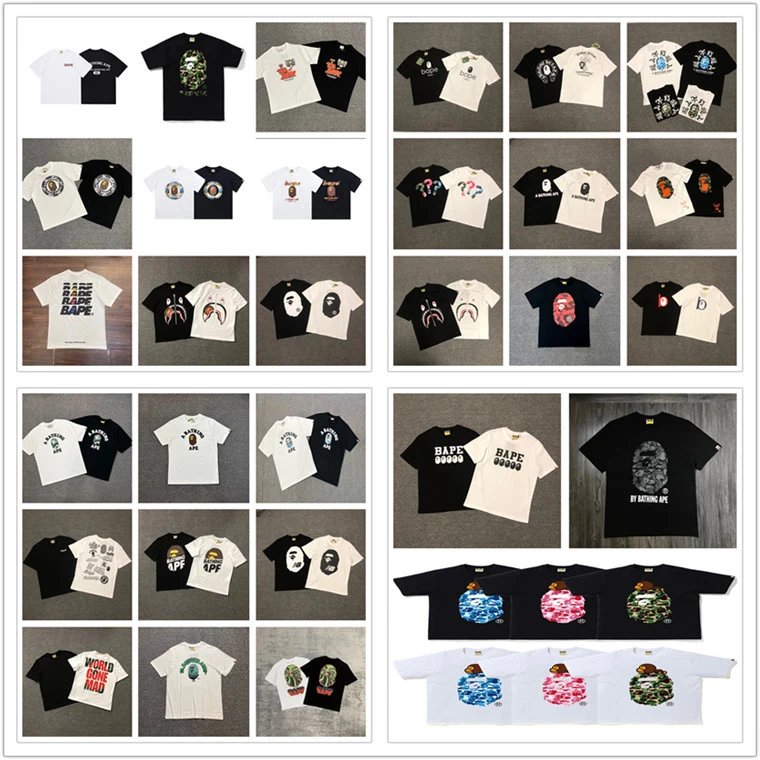 2024 spring and summer classic series camouflage round people letter print ensemble short sleeve Trendy men and women casual T-shirt