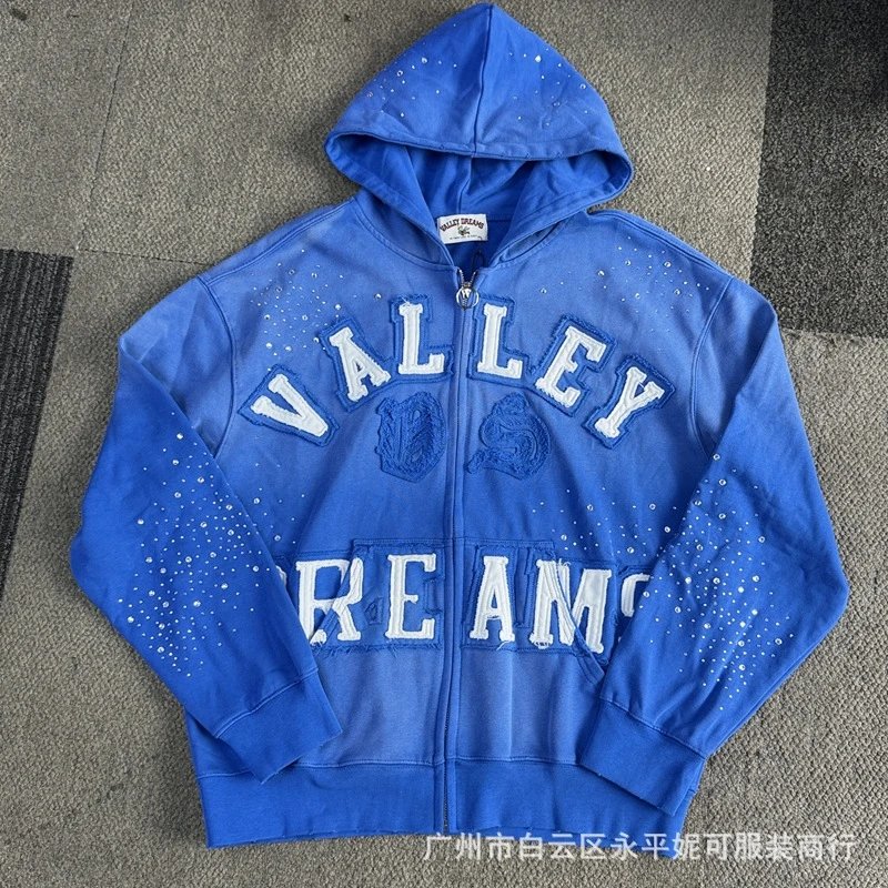 Vale Forever Valley Dreams Zip Sweater Rhinestone Blue