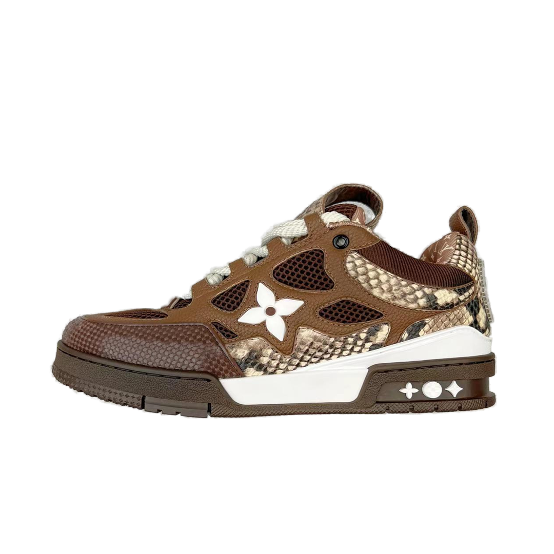 Unbranded Sneakers Low-Top Skate with Floral Motifs — 04# Brown