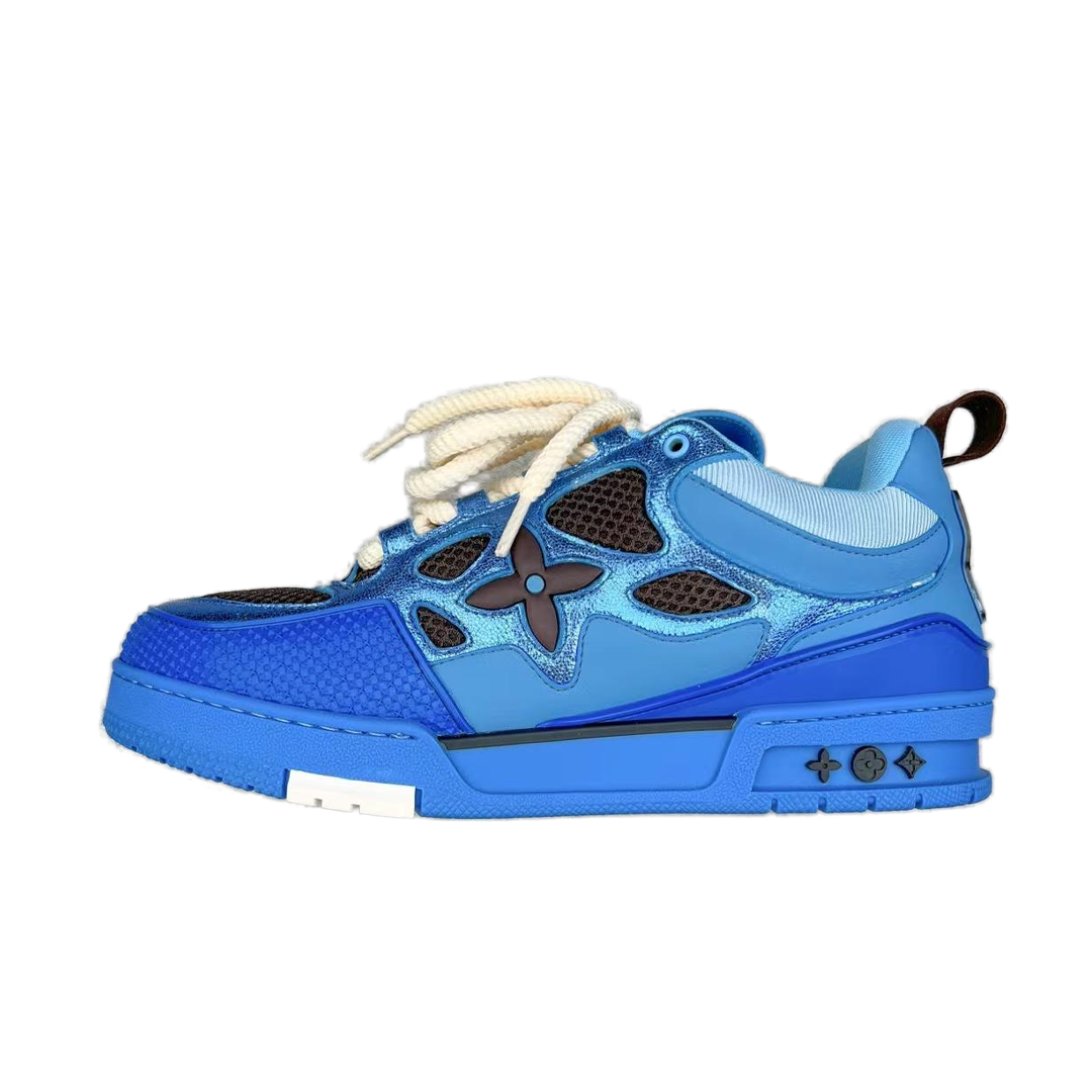 Unbranded Sneakers Low-Top Skate with Floral Motifs — 06# Blue