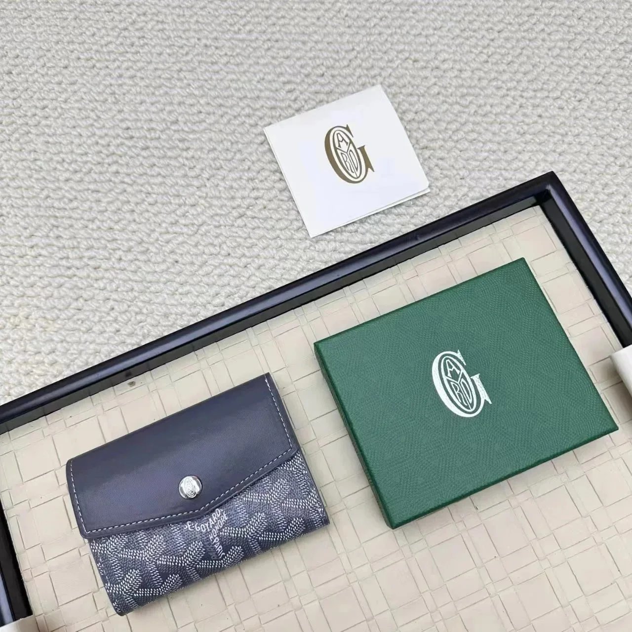 Goyard Wallets & Card Holders Flap Holder with Chevron Pattern — gray