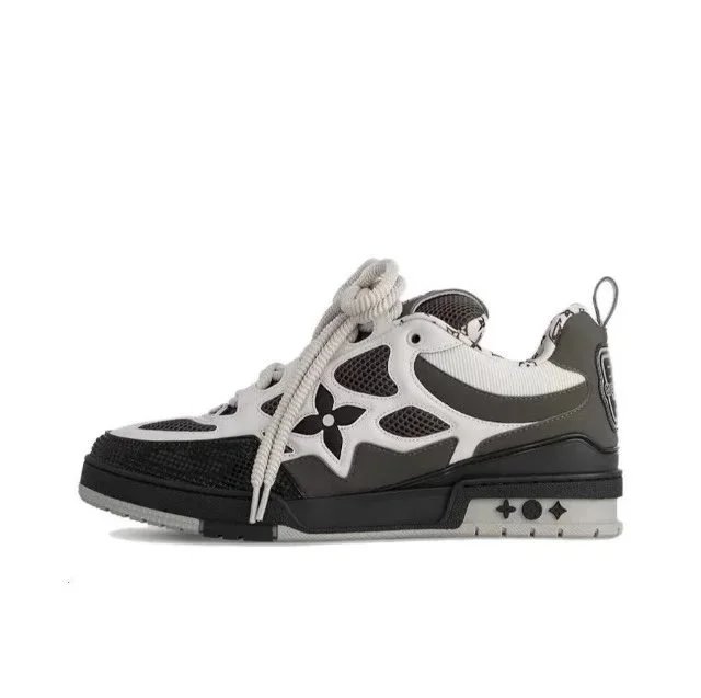 Unbranded Sneakers Low-Top Skate with Floral Motifs — 1AC52M Gray