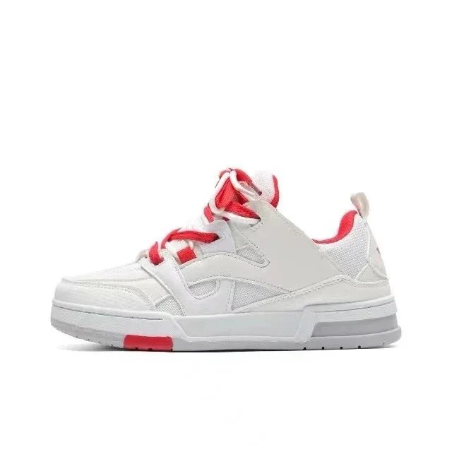 Unbranded Sneakers Low-Top Skate with Floral Motifs — TH1171 White and Red