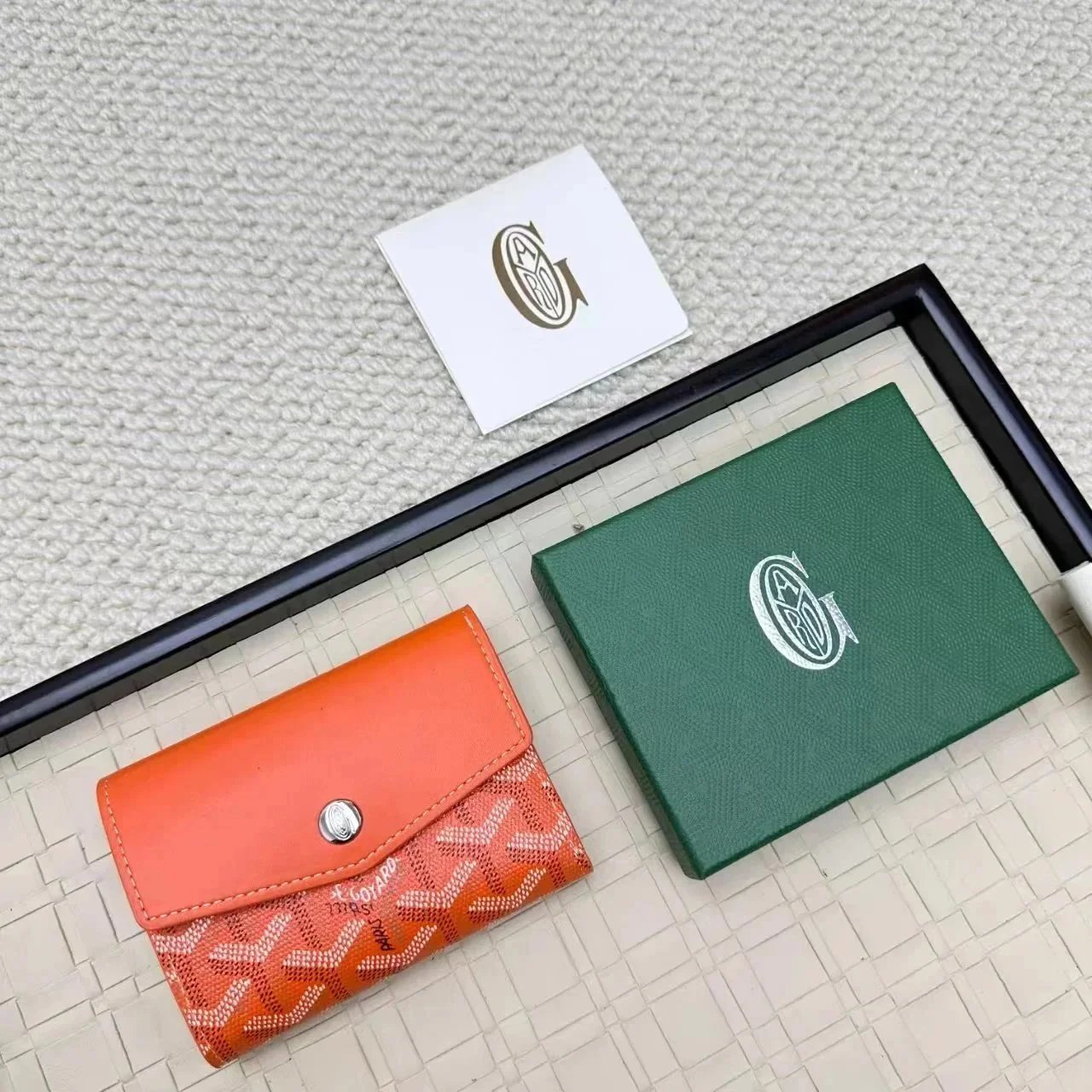 Goyard Wallets & Card Holders Flap Holder with Chevron Pattern — Orange