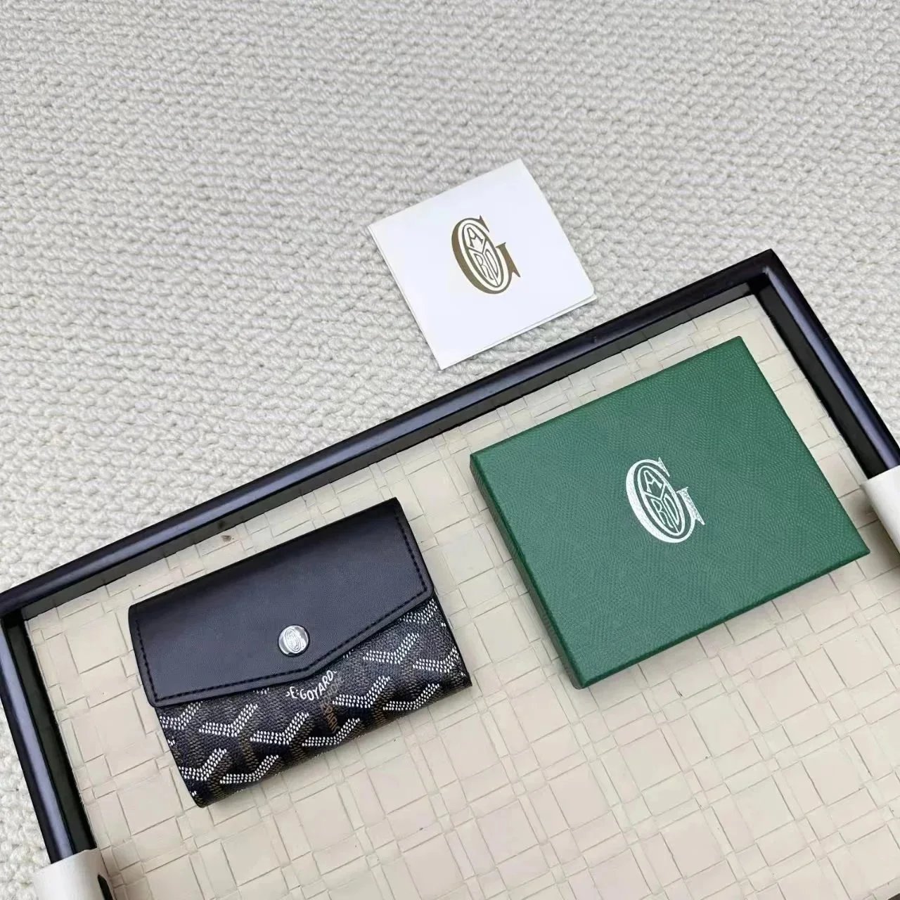 Goyard Wallets & Card Holders Flap Holder with Chevron Pattern — Black