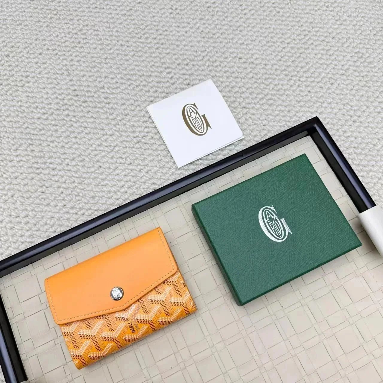 Goyard Wallets & Card Holders Flap Holder with Chevron Pattern — Yellow