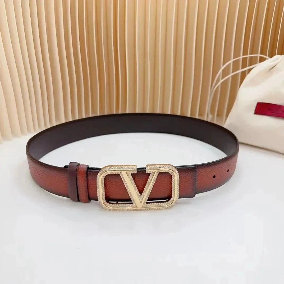 Valentino Belts VLogo Signature buckle — Red-brown