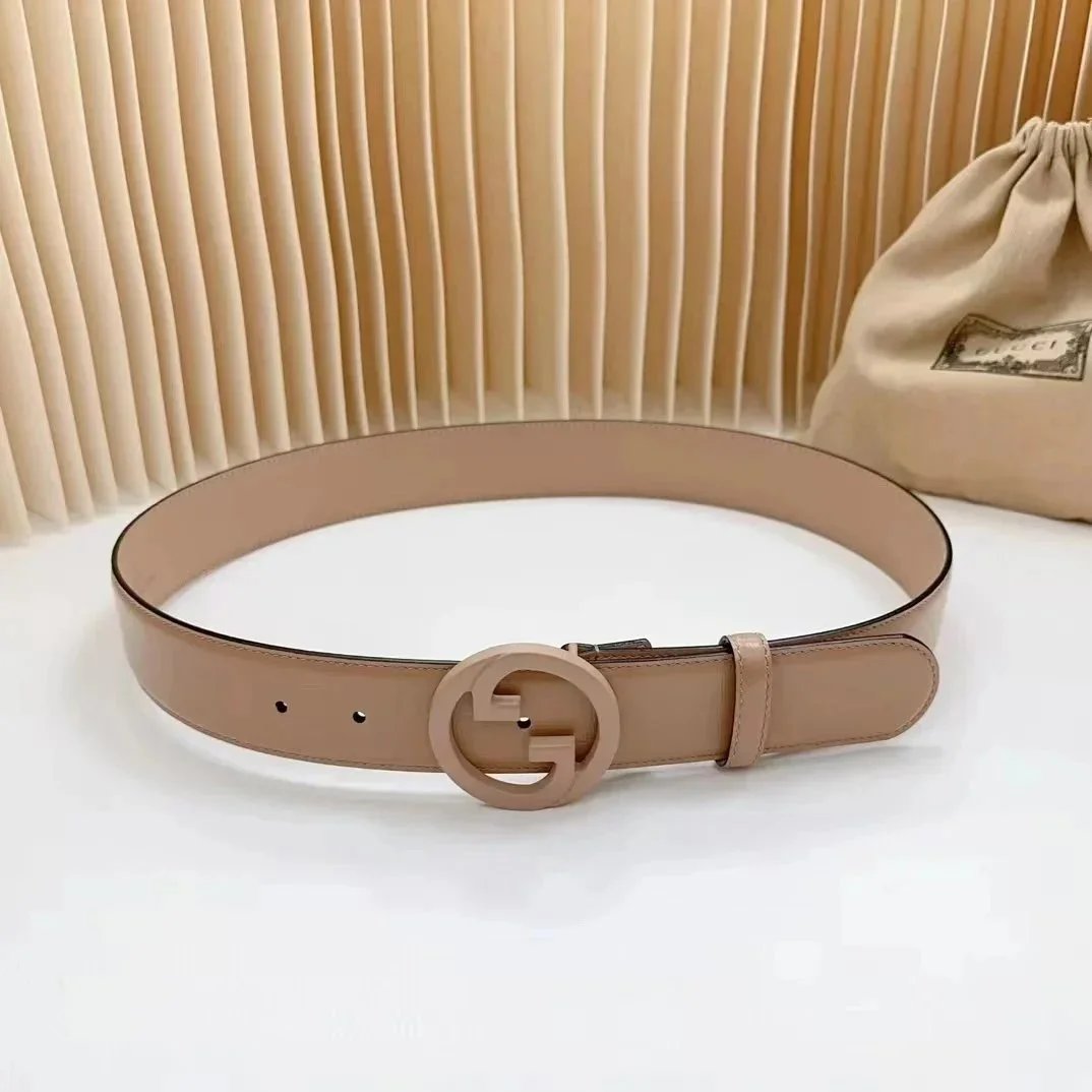 Gucci Belts Interlocking G Buckle Belt — Milk tea color