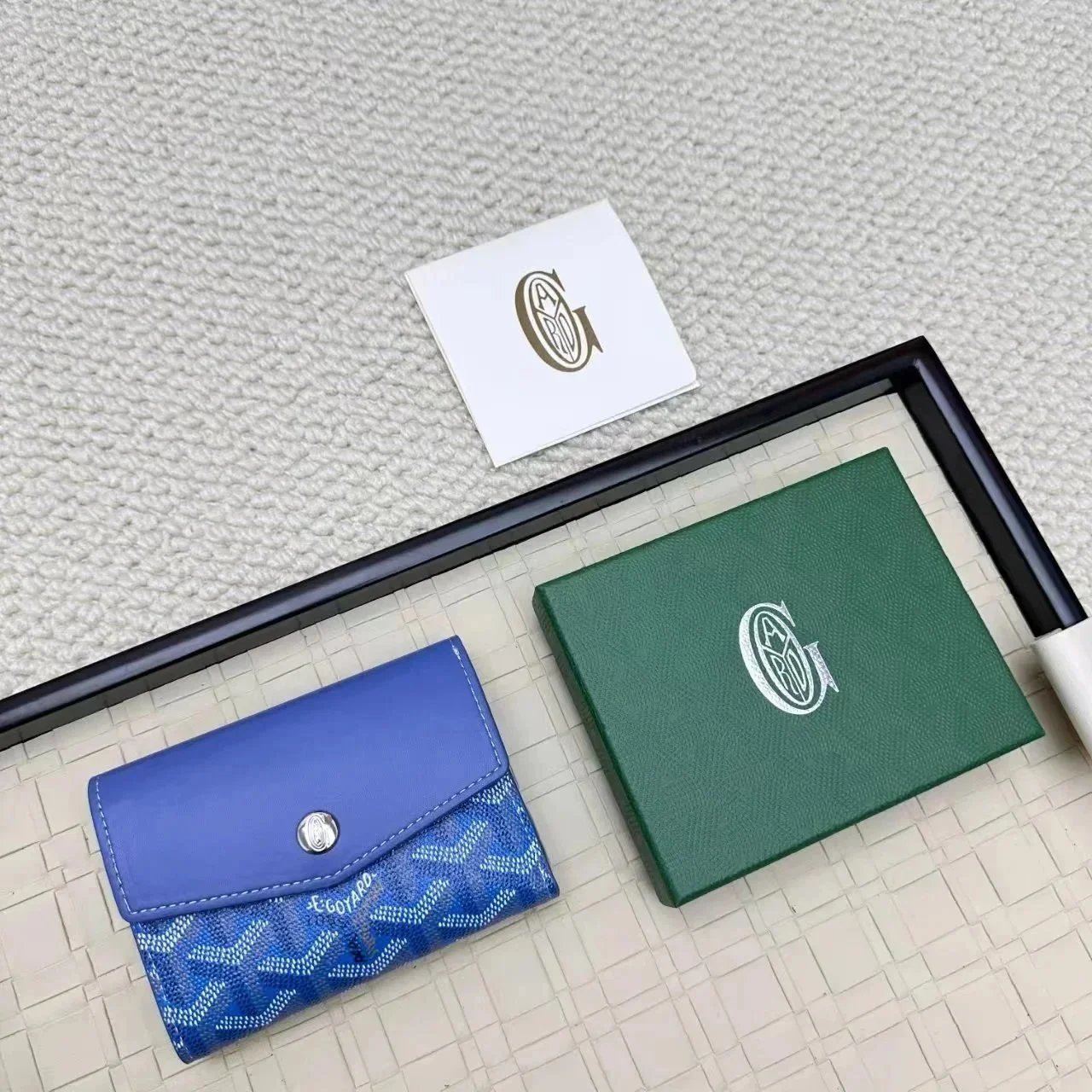 Goyard Wallets & Card Holders Flap Holder with Chevron Pattern — Blue