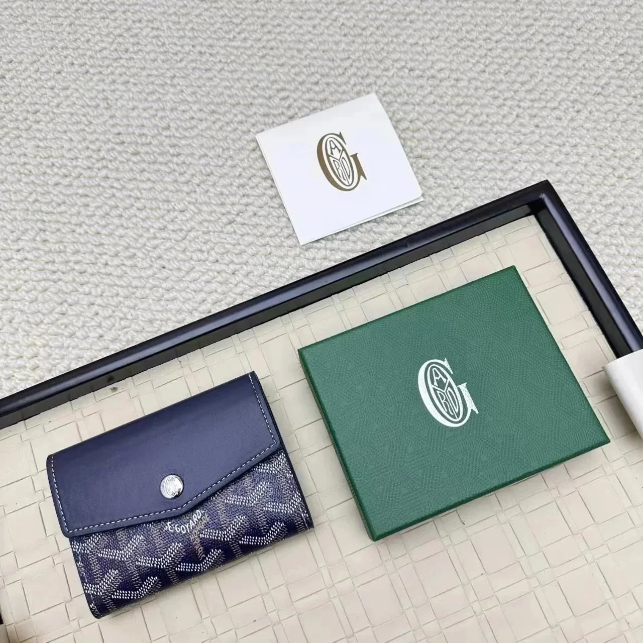 Goyard Wallets & Card Holders Flap Holder with Chevron Pattern — Dark blue