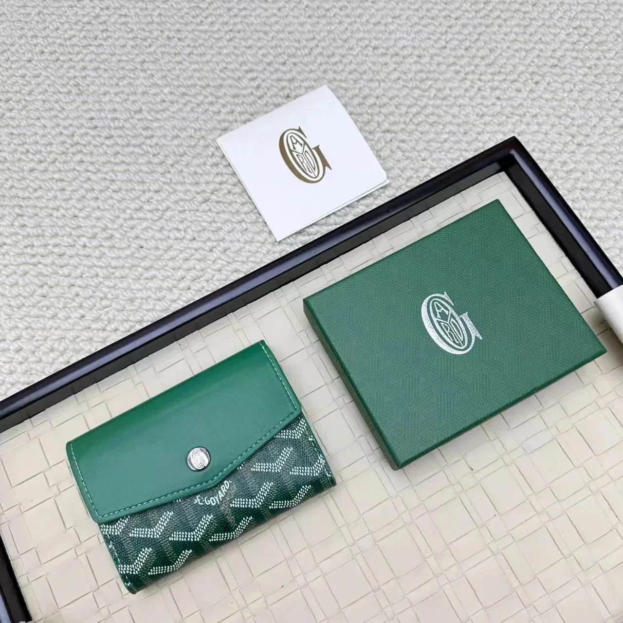 Goyard Wallets & Card Holders Flap Holder with Chevron Pattern — Green