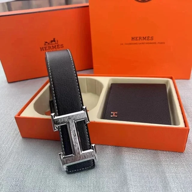 Hermès Belts Black leather belt with H buckle product detail image 3