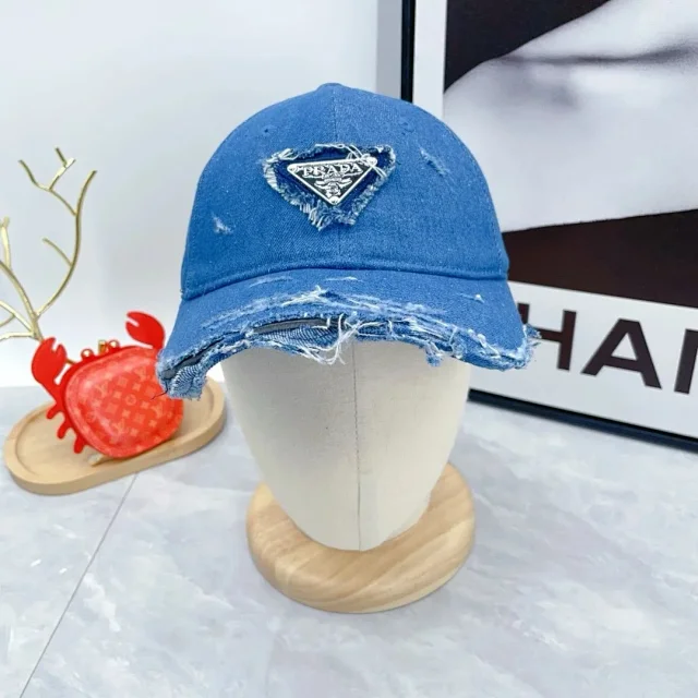 Prada Hats Triangle Plaque Baseball Cap product detail image 19