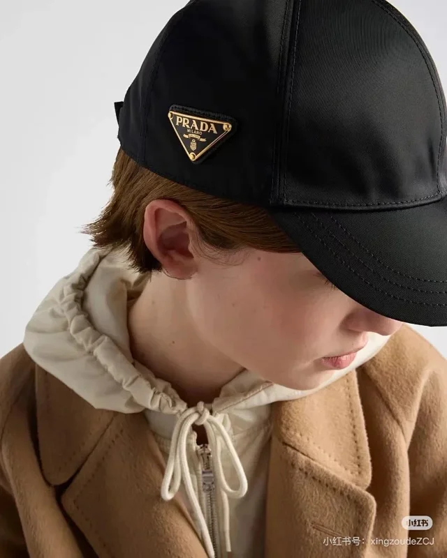 Prada Hats Triangle Plaque Baseball Cap product detail image 10
