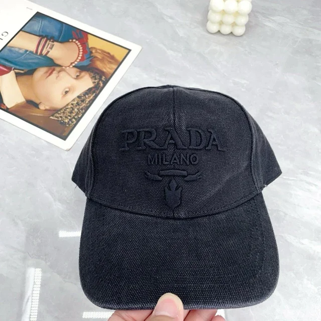 Prada Hats Triangle Plaque Baseball Cap product detail image 14