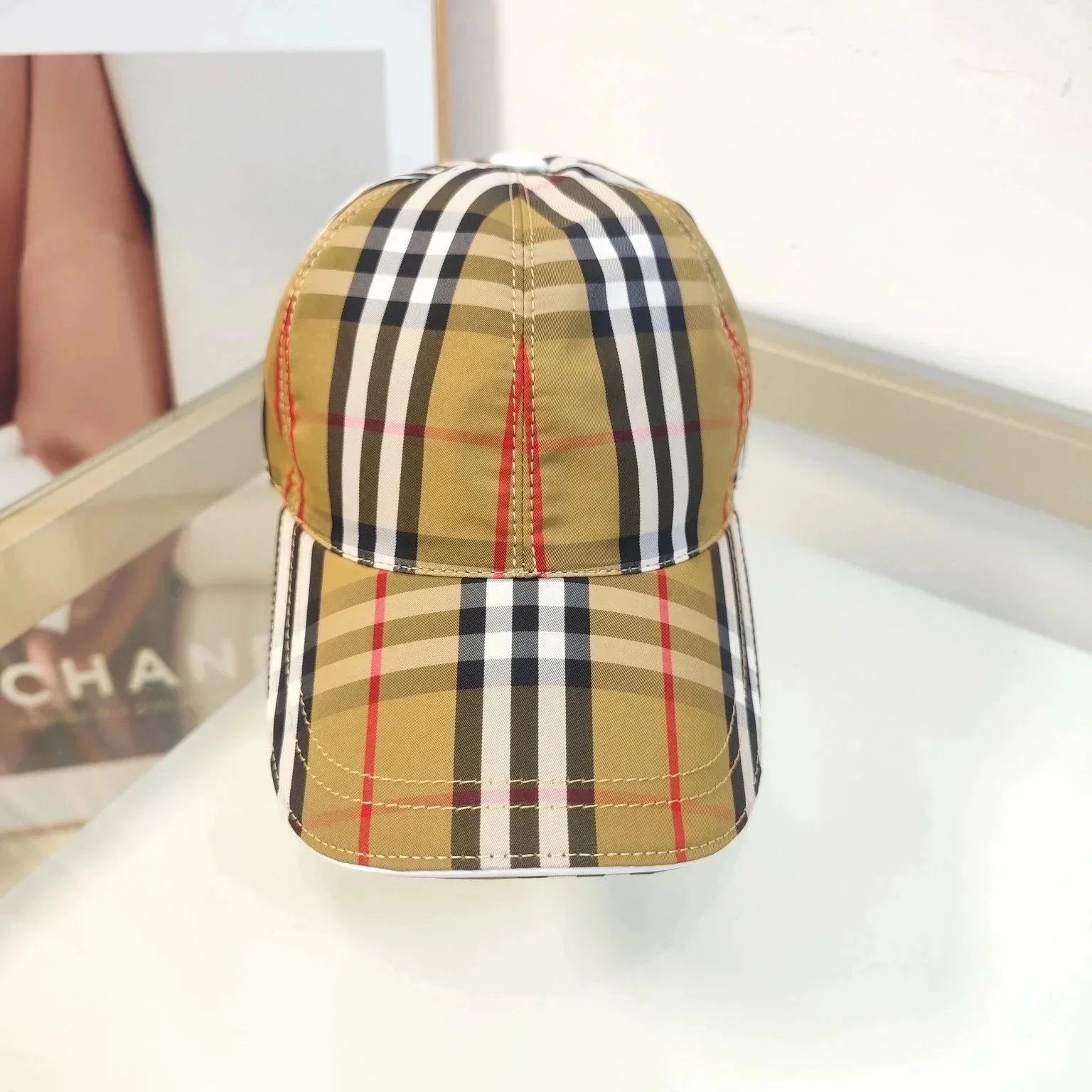 Burberry Hats Check Pattern Baseball Cap — 34