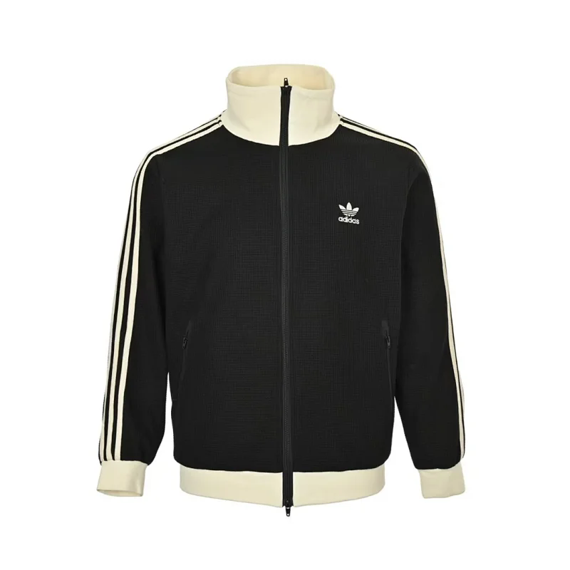 Adidas Jackets Three-Stripe Zip Track Jacket — Black
