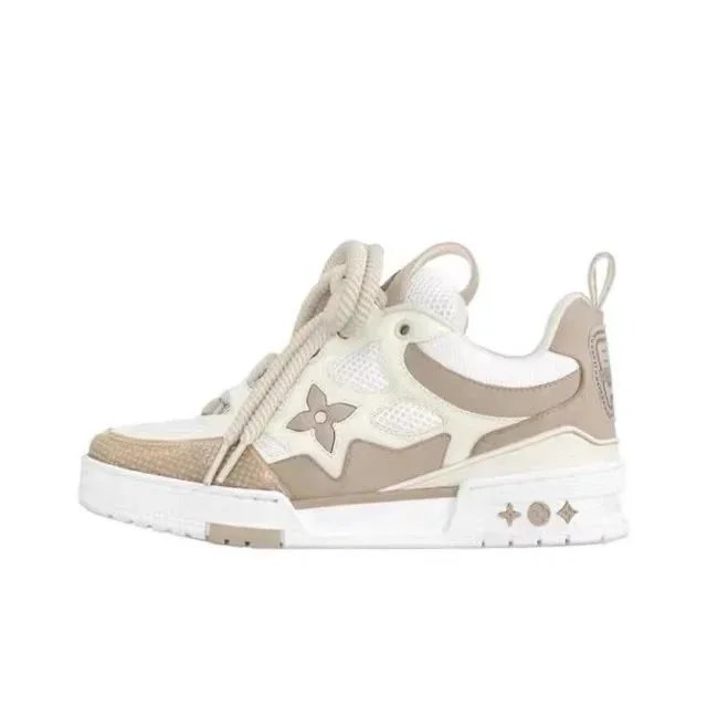 Unbranded Sneakers Low-Top Skate with Floral Motifs — 1ACRNR Light Brown
