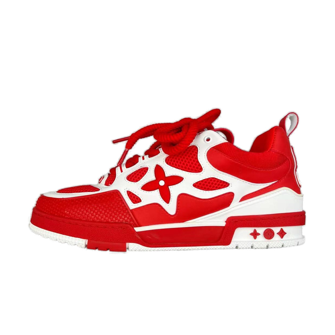 Unbranded Sneakers Low-Top Skate with Floral Motifs — 07# Red