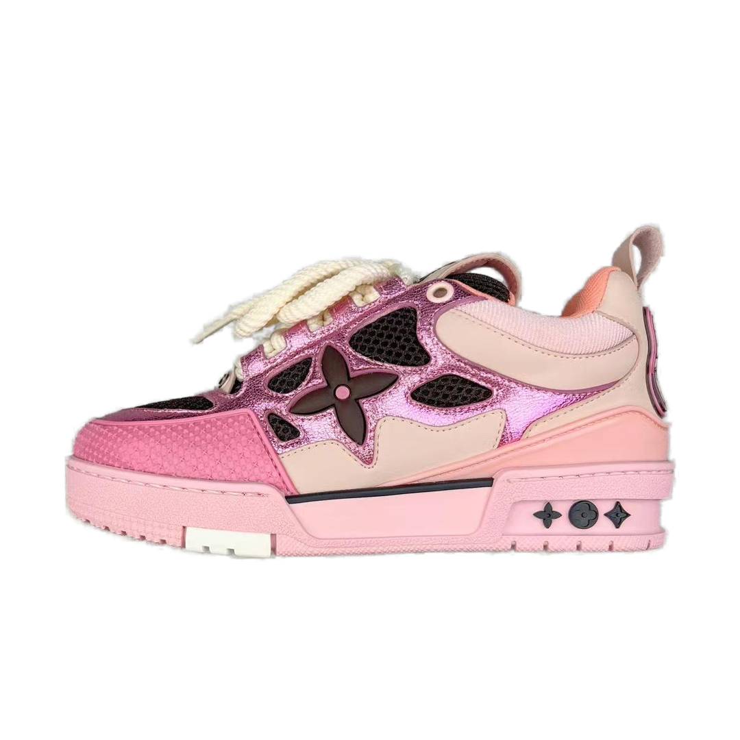 Unbranded Sneakers Low-Top Skate with Floral Motifs — 05# Pink
