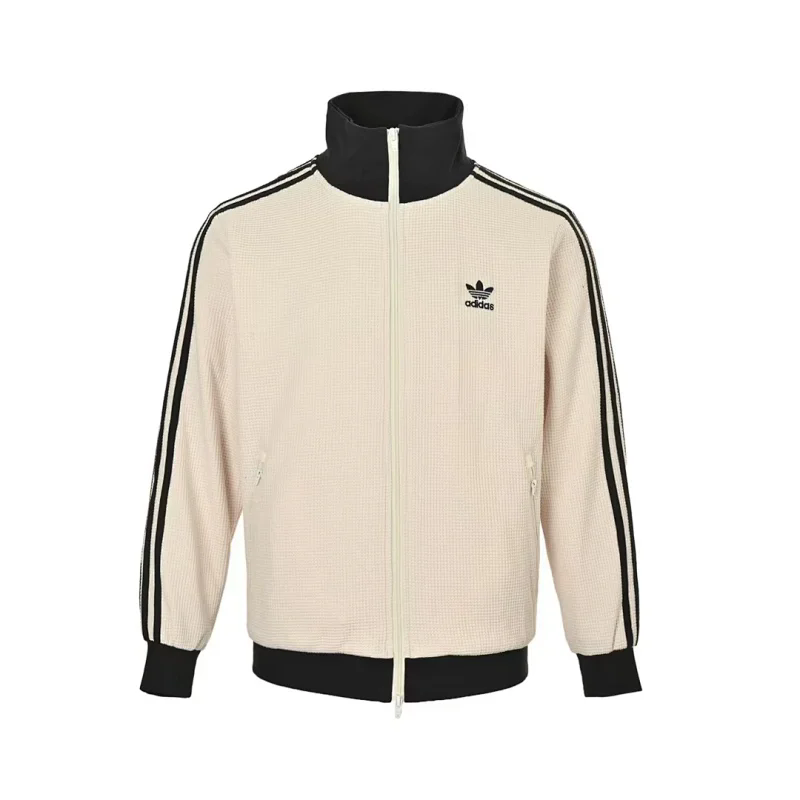 Adidas Jackets Three-Stripe Zip Track Jacket — Off-white