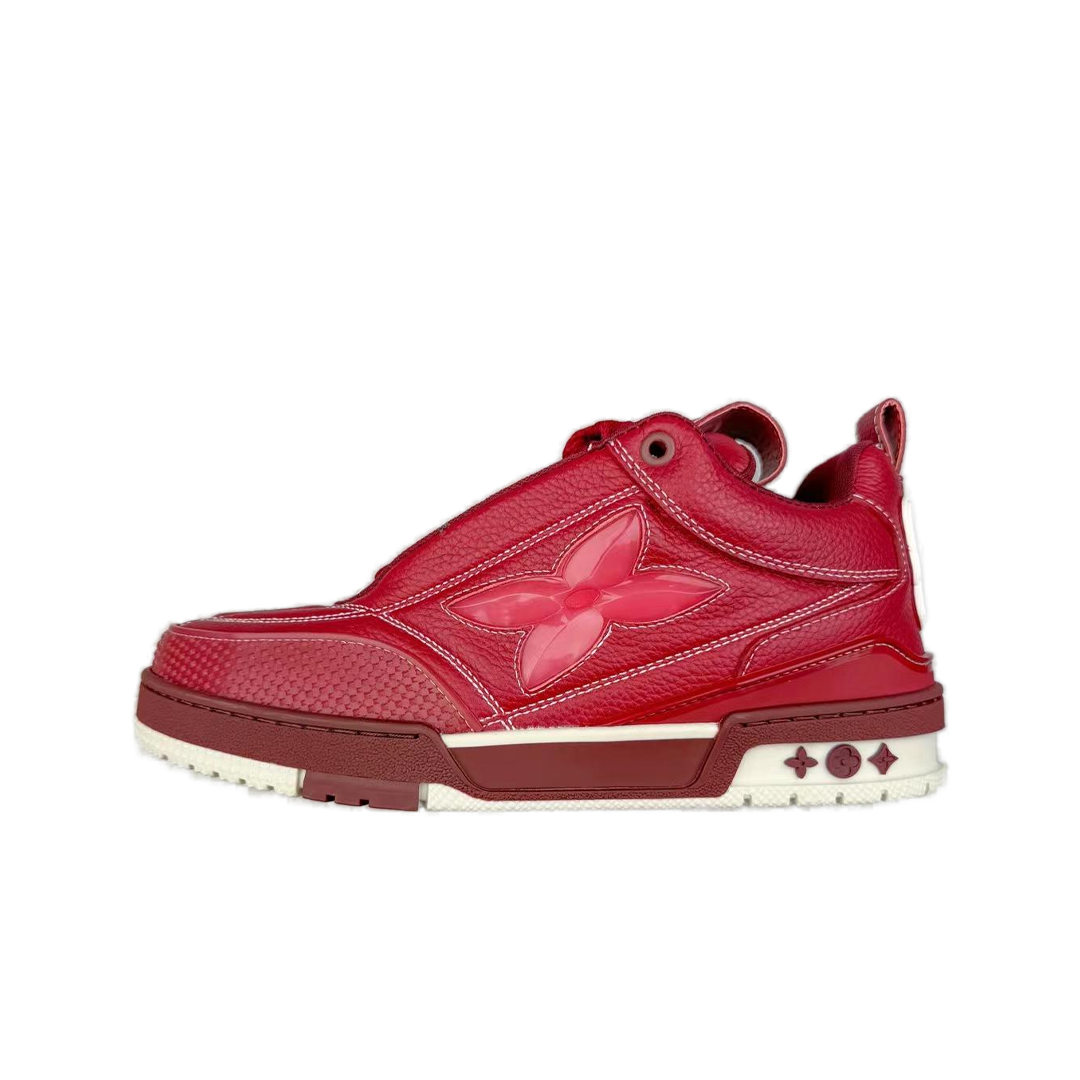 Unbranded Sneakers Low-Top Skate with Floral Motifs — 02# Red