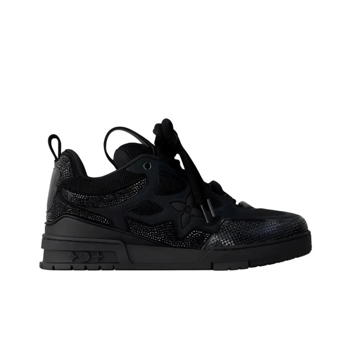 Unbranded Sneakers Low-Top Skate with Floral Motifs — Pure black diamond