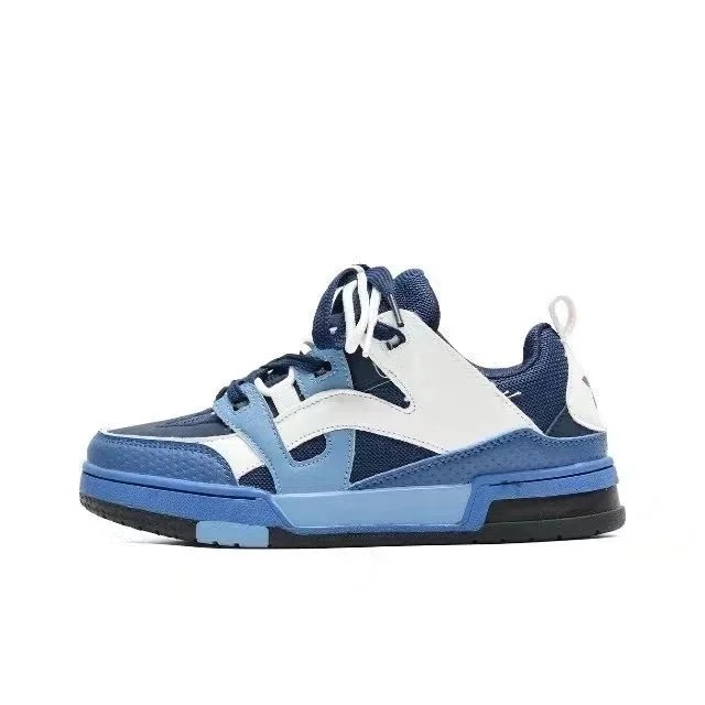 Unbranded Sneakers Low-Top Skate with Floral Motifs — TH1171 Blue and White