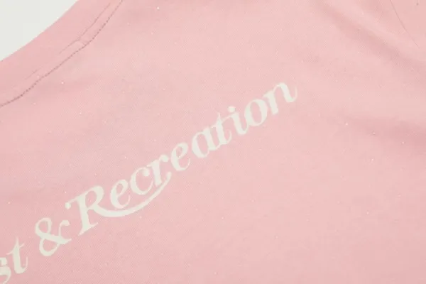 Rest & Recreation Logo Embroidered Pink T-Shirt - 4