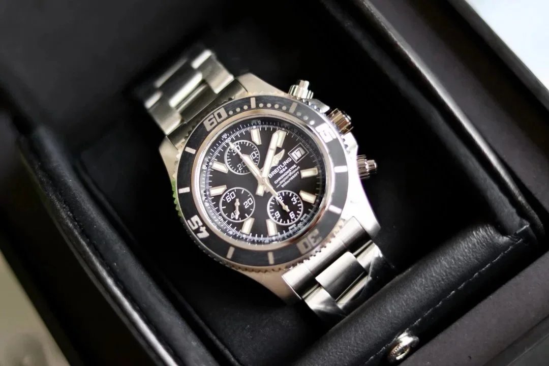 Breitling Super Chronomat Black Dial Steel Chronograph Watch