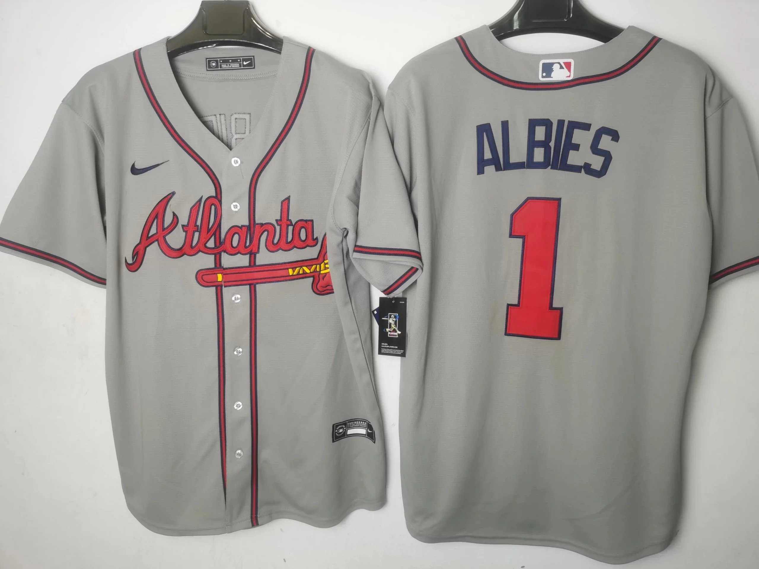 Nike MLB Atlanta Braves Ozzie Albies #1 White Authentic Jersey - 13