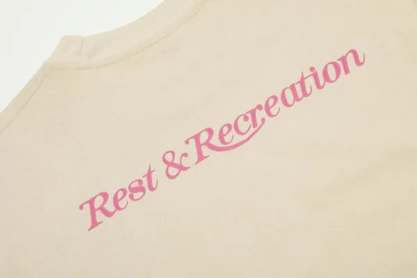 Rest & Recreation Logo Embroidered Pink T-Shirt - 51