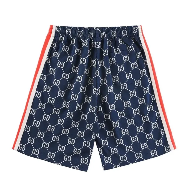 Gucci GG Monogram Print Shorts Navy with Red-White Side Stripes - 20