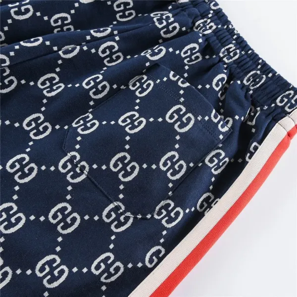 Gucci GG Monogram Print Shorts Navy with Red-White Side Stripes - 24
