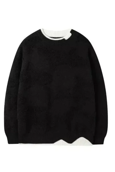 Design Layered Contrast Hem Sweater Forest Green - 7