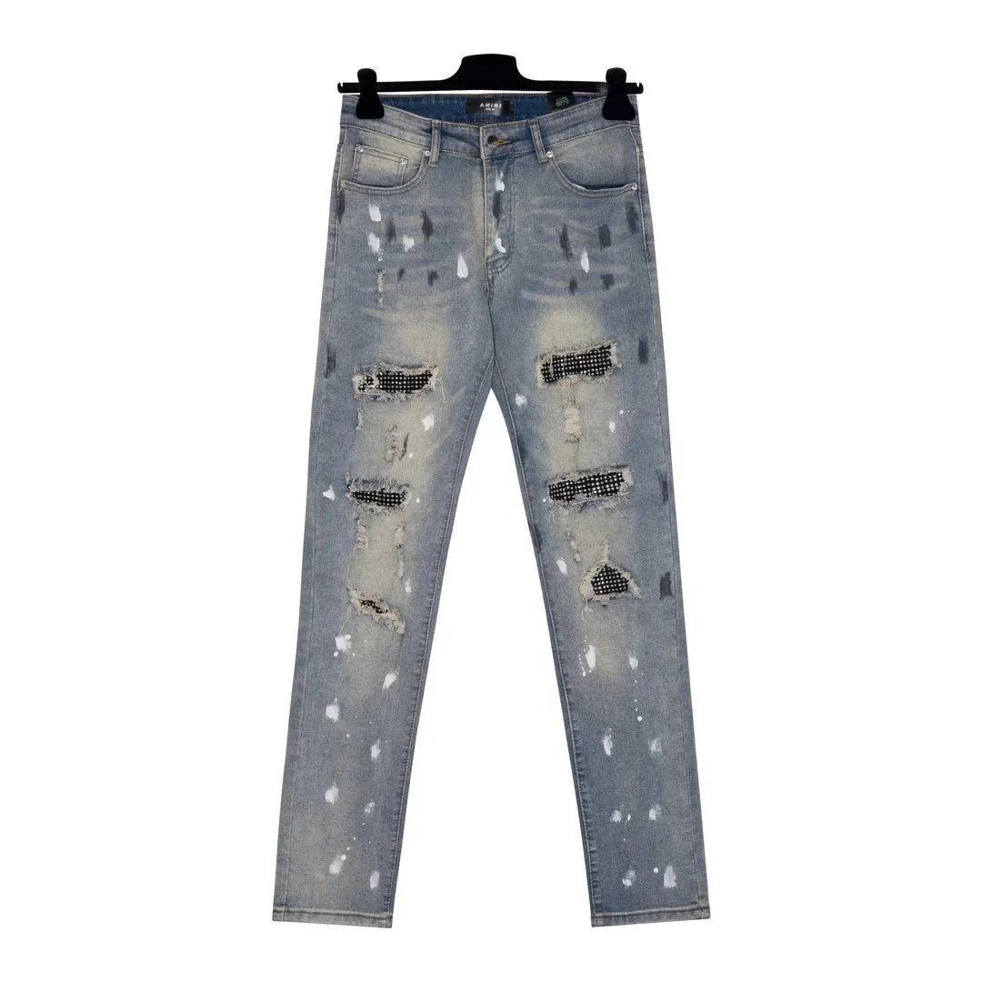 Gallery Dept. Distressed Crystal-Embellished Light Wash Jeans