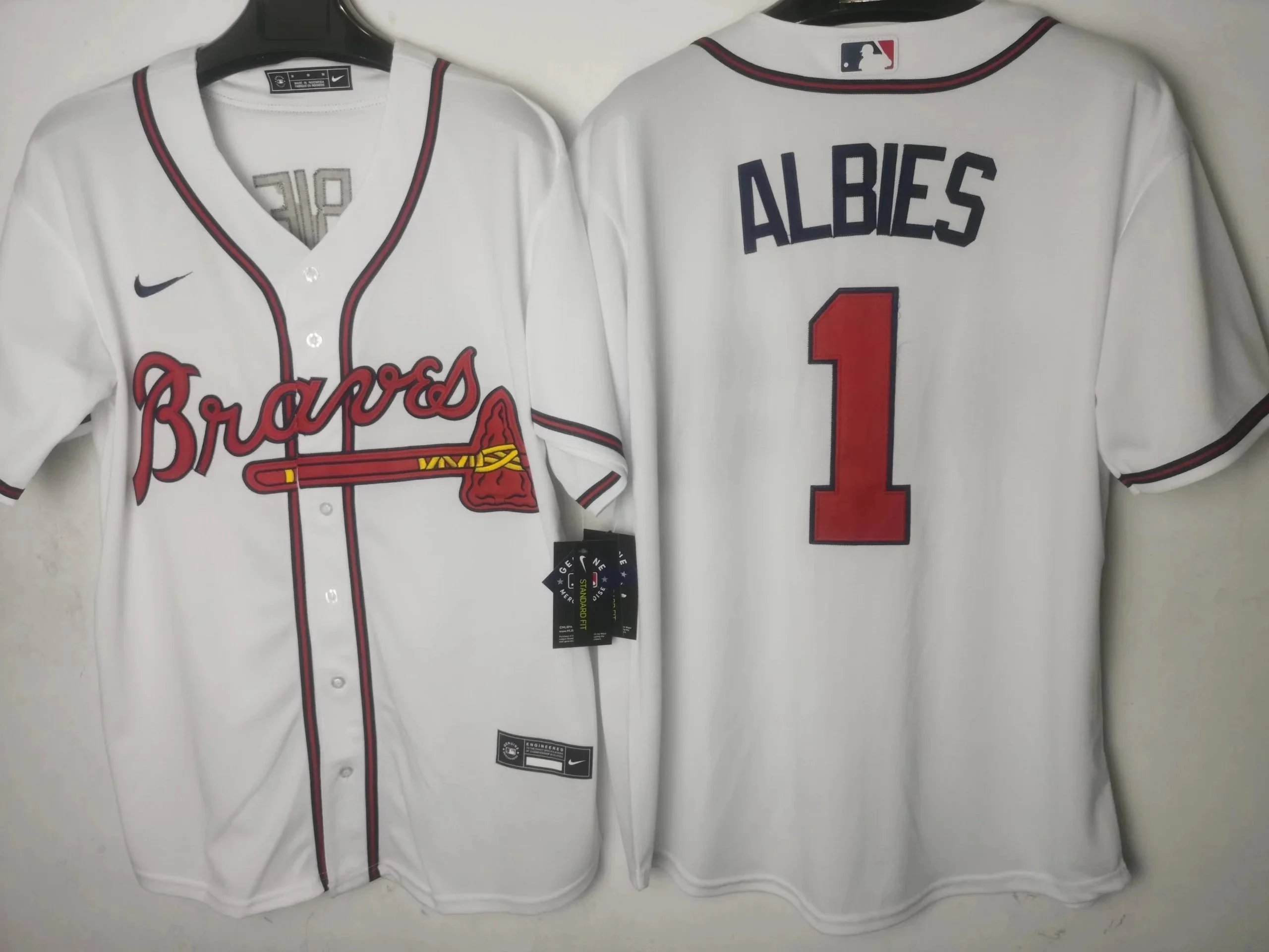 Nike MLB Atlanta Braves Ozzie Albies #1 White Authentic Jersey