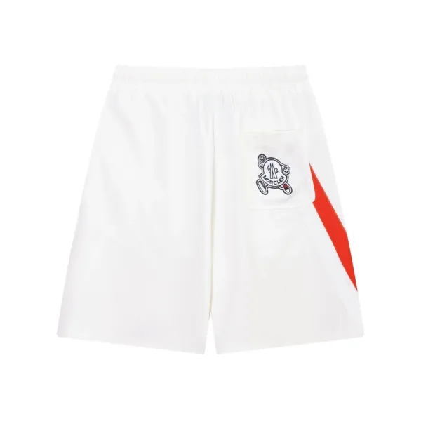 Moncler Genius Shorts White with Red Stripe and Logo - 3