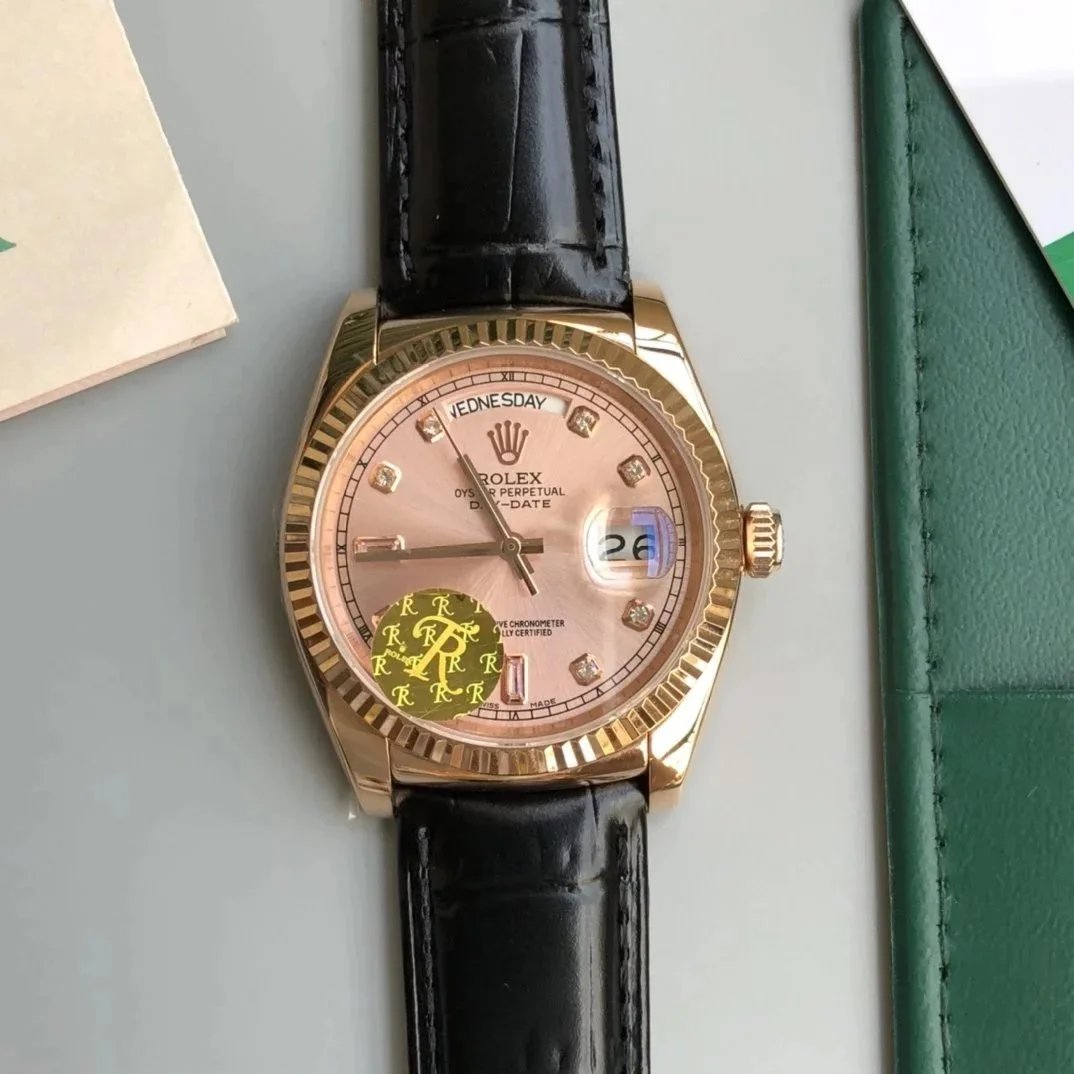 Rolex Watches Day-Date leather-strap watch with fluted bezel image 7