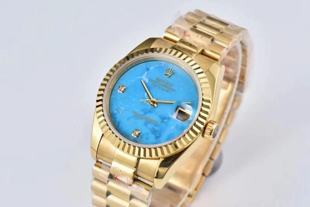 Rolex Watches Day-Date leather-strap watch with fluted bezel product detail image 12