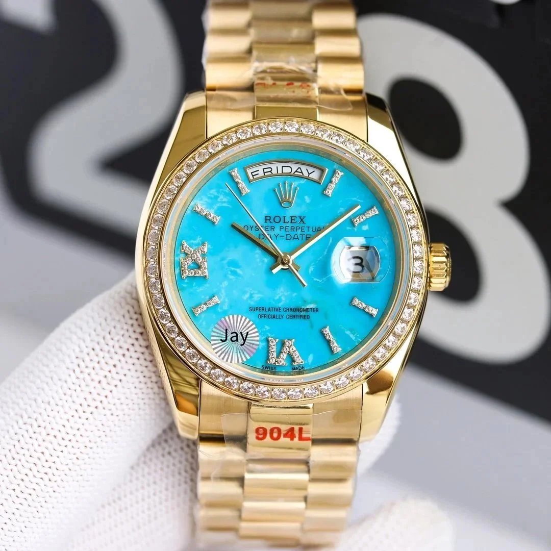 Rolex Watches Day-Date leather-strap watch with fluted bezel image 10