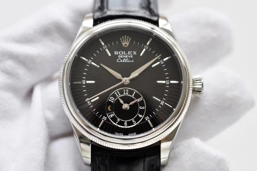 Rolex Watches Cellini small seconds leather-strap watch image 9
