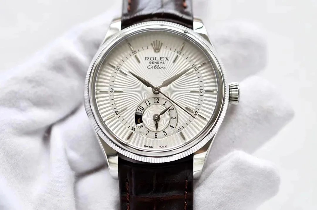 Rolex Watches Cellini small seconds leather-strap watch image 8