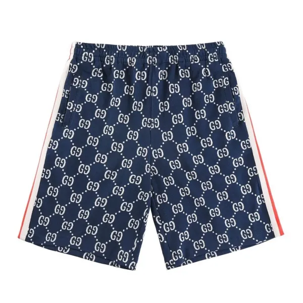 Gucci GG Monogram Print Shorts Navy with Red-White Side Stripes - 21