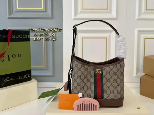 Gucci 1955 Horsebit Tote Bag Navy Blue and Brown GG Canvas Handbag - 27