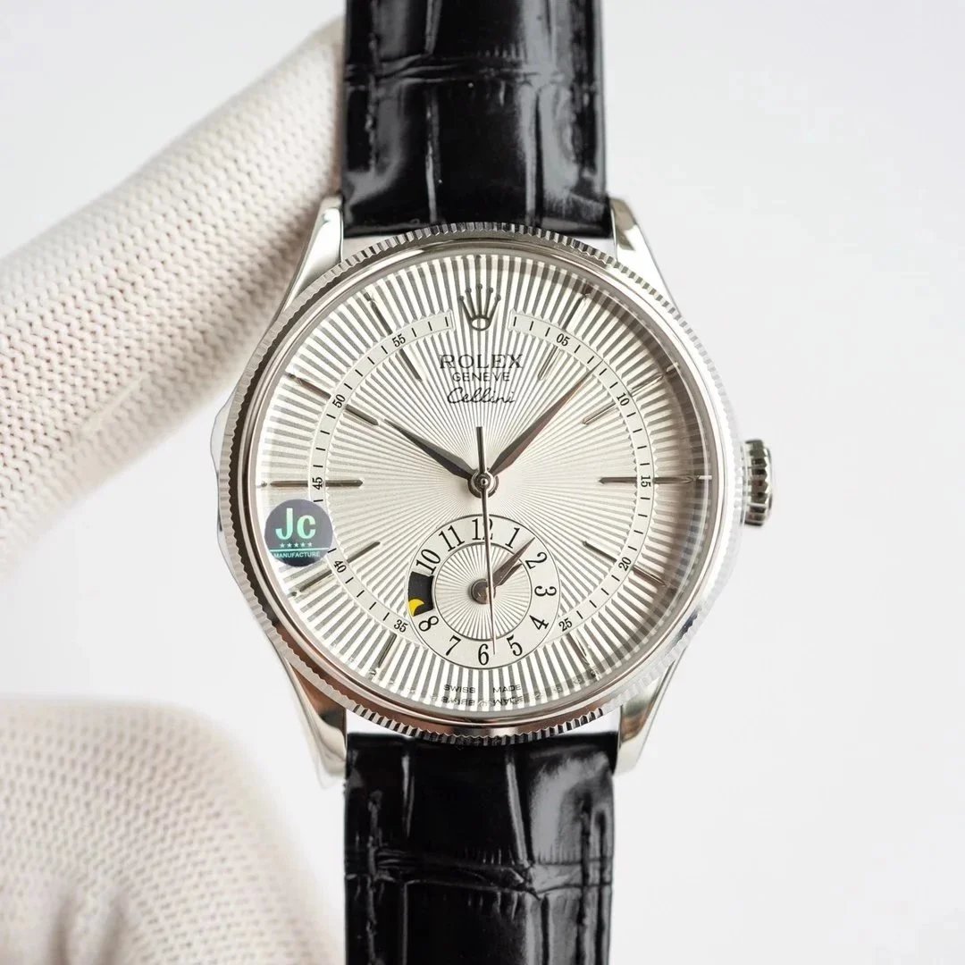 Rolex Watches Cellini small seconds leather-strap watch image 7