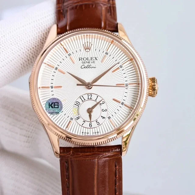 Rolex Watches Cellini small seconds leather-strap watch product detail image 5
